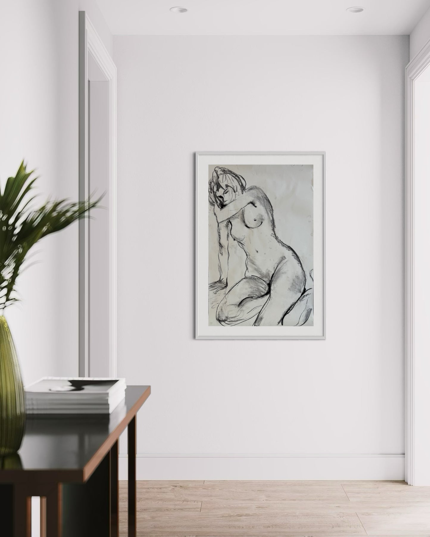 Naaktmodel houtskoop en krijt
