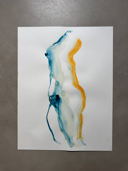 Naaktmodel gekleurd inkt