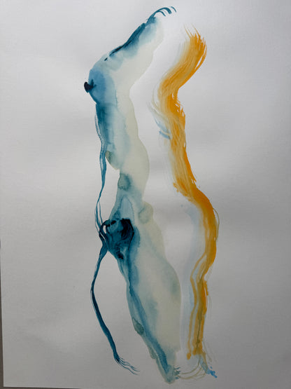 Naaktmodel gekleurd inkt