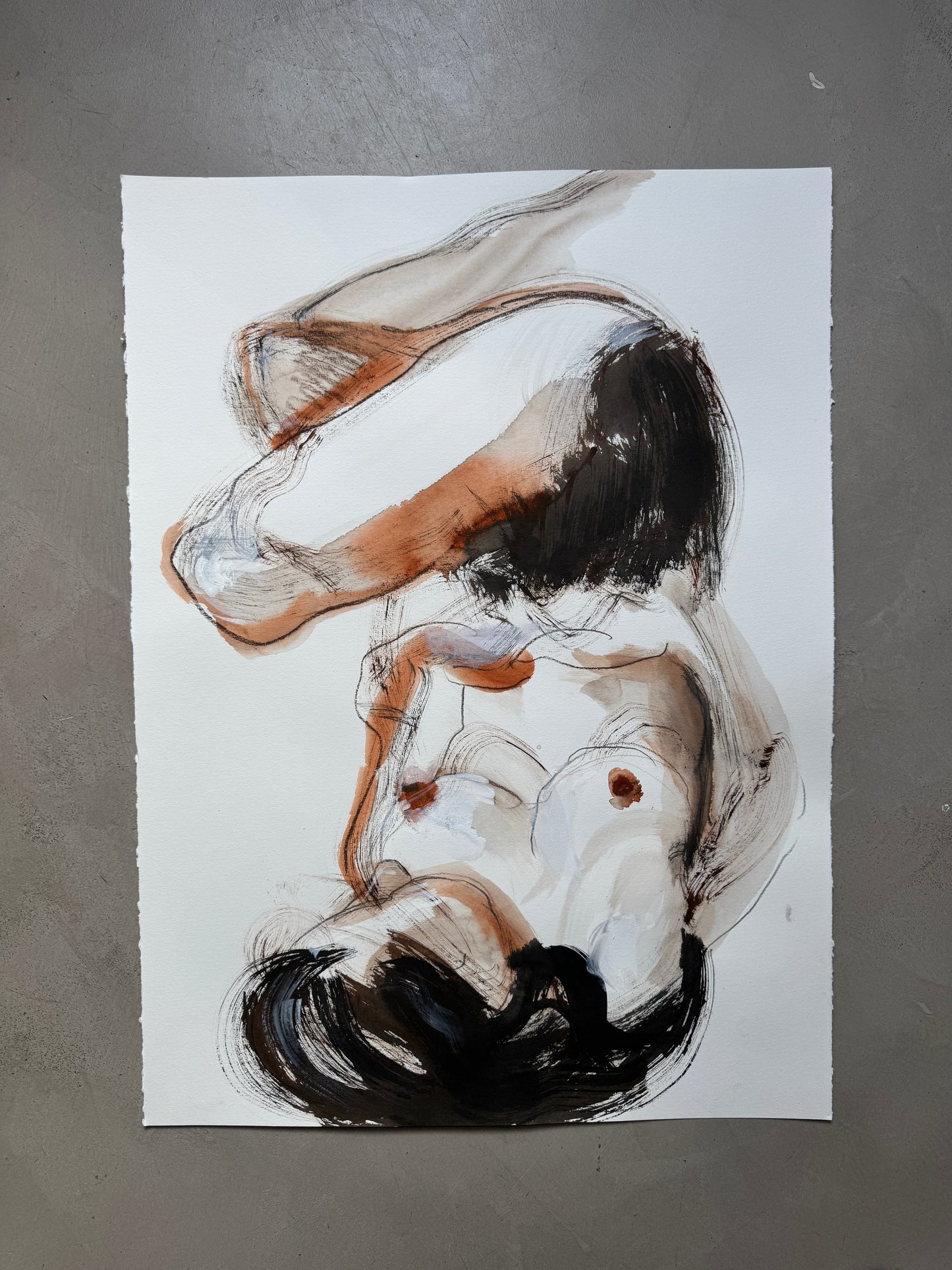 Naaktmodel inkt bruin en zwart