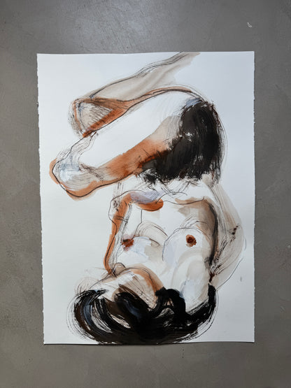 Naaktmodel inkt bruin en zwart