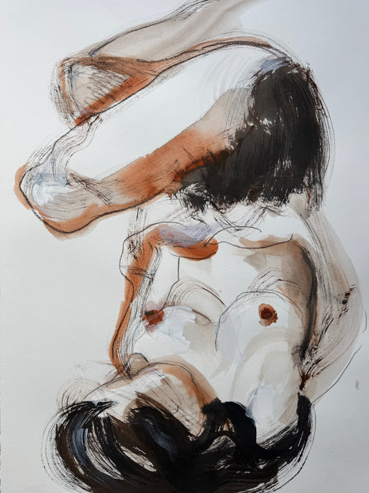 Naaktmodel inkt bruin en zwart