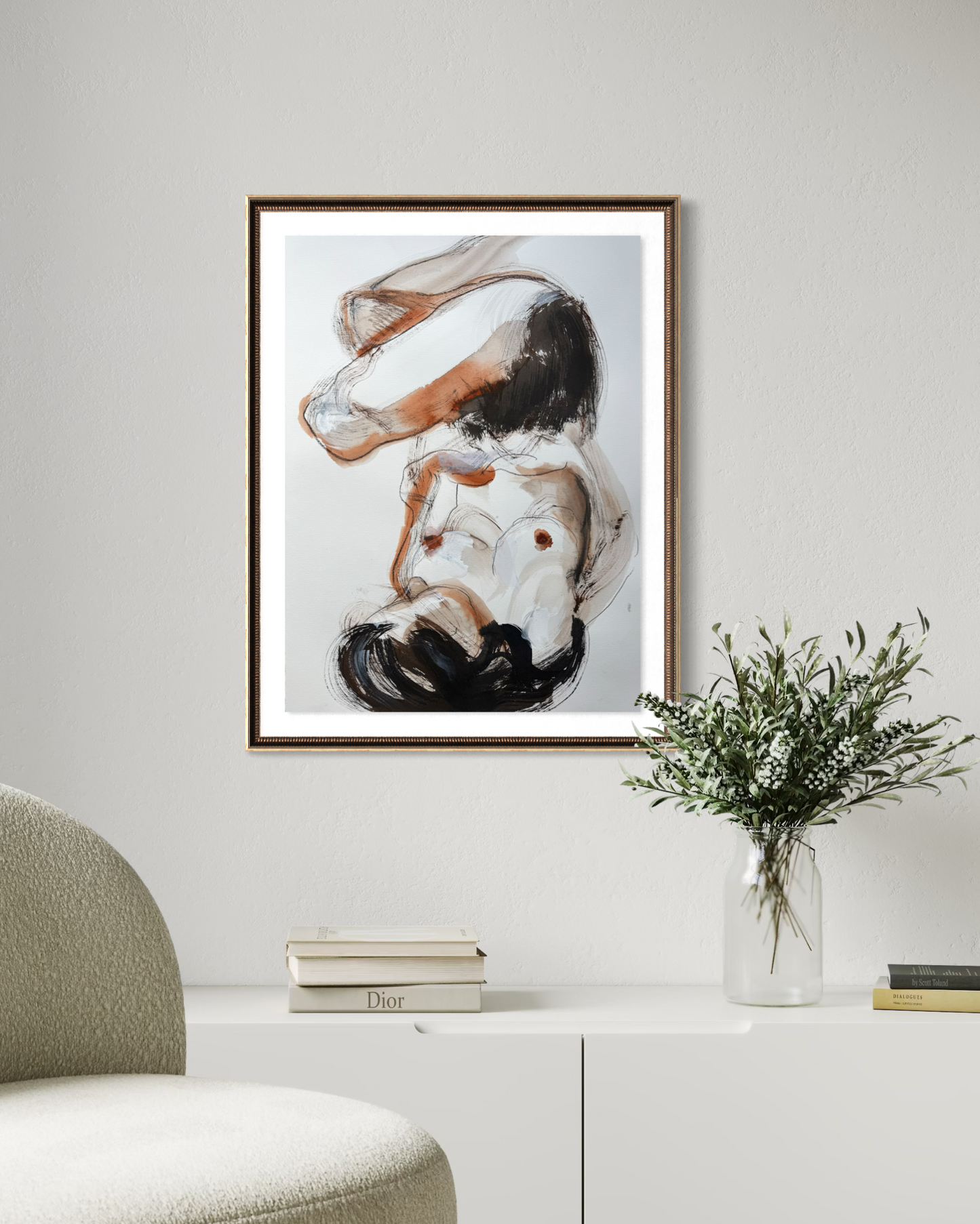 Naaktmodel inkt bruin en zwart