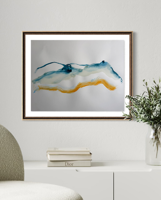 Naaktmodel gekleurd inkt