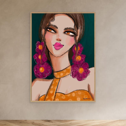Canvas Flower puff girl 